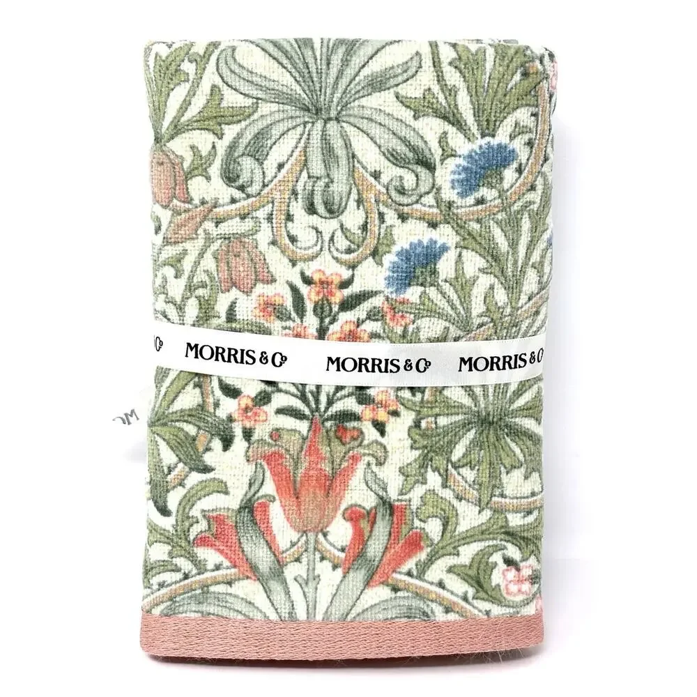William Morris & Co Hand Towels Woodland Weeds Coral Velour NWT Set Of 2